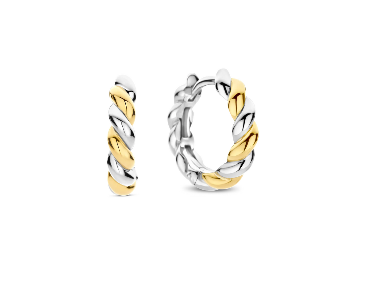 TI SENTO Gold-Plated Twisted Hoop Earrings 78021SY | Ti Sento Milano | Luby 