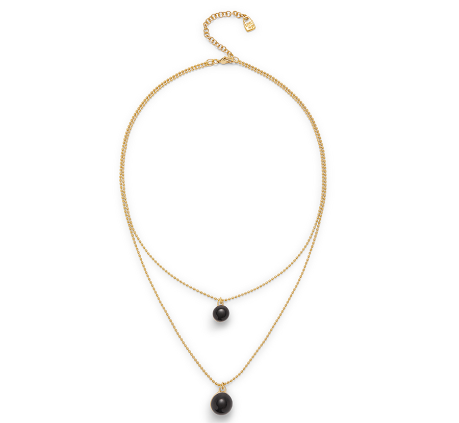 Ser Fascinante Black Murano Glass Necklace 18K Gold Plated