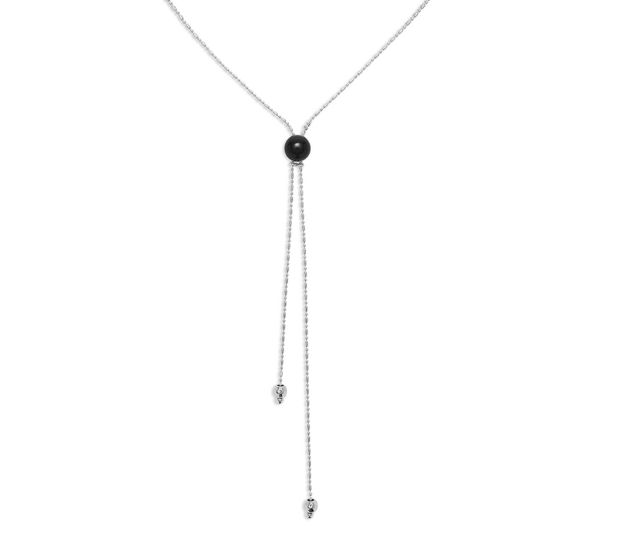 Ser Fascinante Sterling Silver-Plated Pendant and Central Black Murano Glass