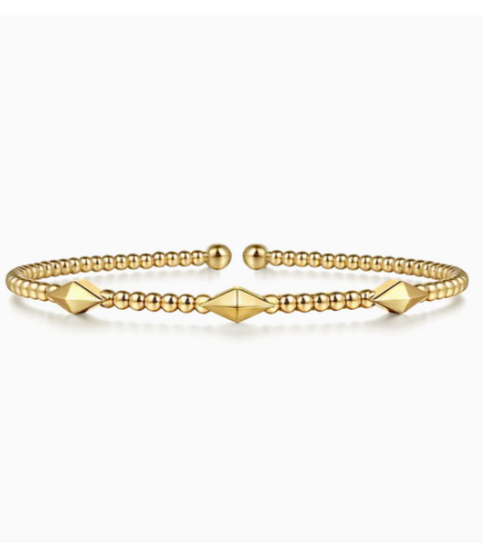 14K Yellow Gold Bujukan Pyramid Stations Bangle | Gabriel & Co. | Luby 