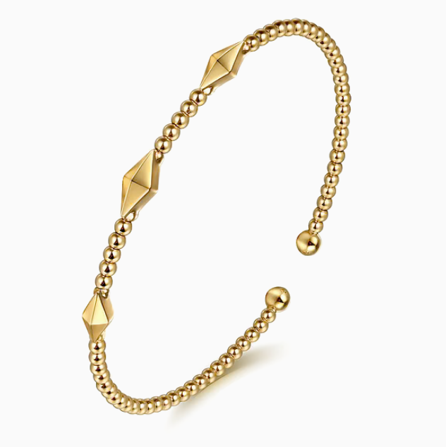 14K Yellow Gold Bujukan Pyramid Stations Bangle | Gabriel & Co. | Luby 