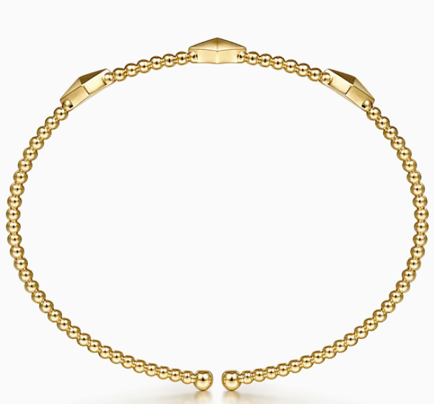 14K Yellow Gold Bujukan Pyramid Stations Bangle | Gabriel & Co. | Luby 
