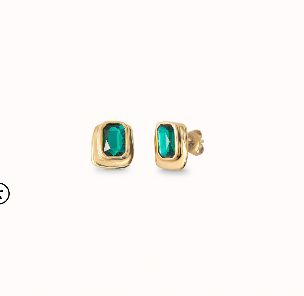 Stud Earrings with Green Crystal | Uno de 50 | Luby 