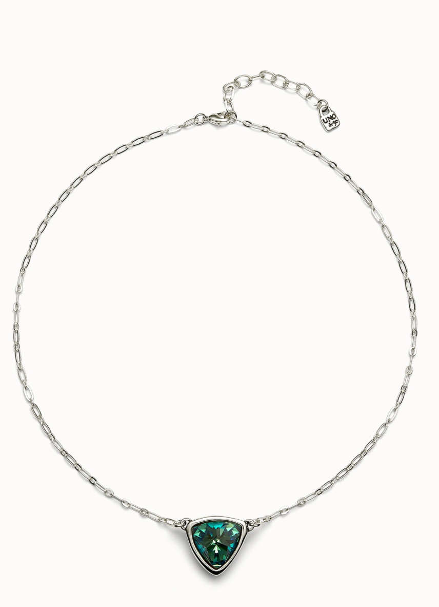 Pendant chain link necklace with green crystal | Uno de 50 | Luby 