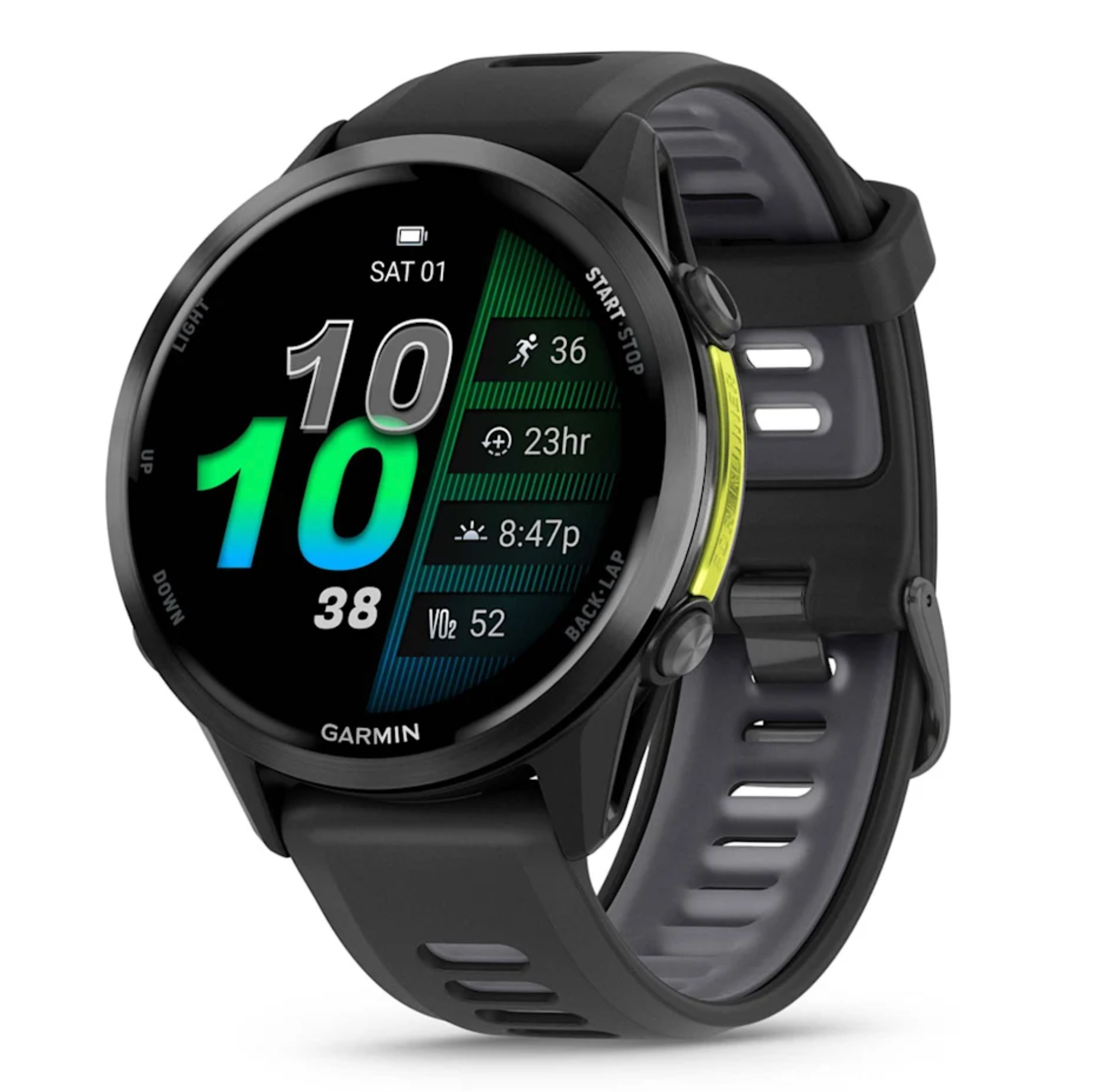 Forerunner® 970 Carbon Gray DLC Titanium with Black Case and Black/Translucent Whitestone Band | Garmin | Luby 