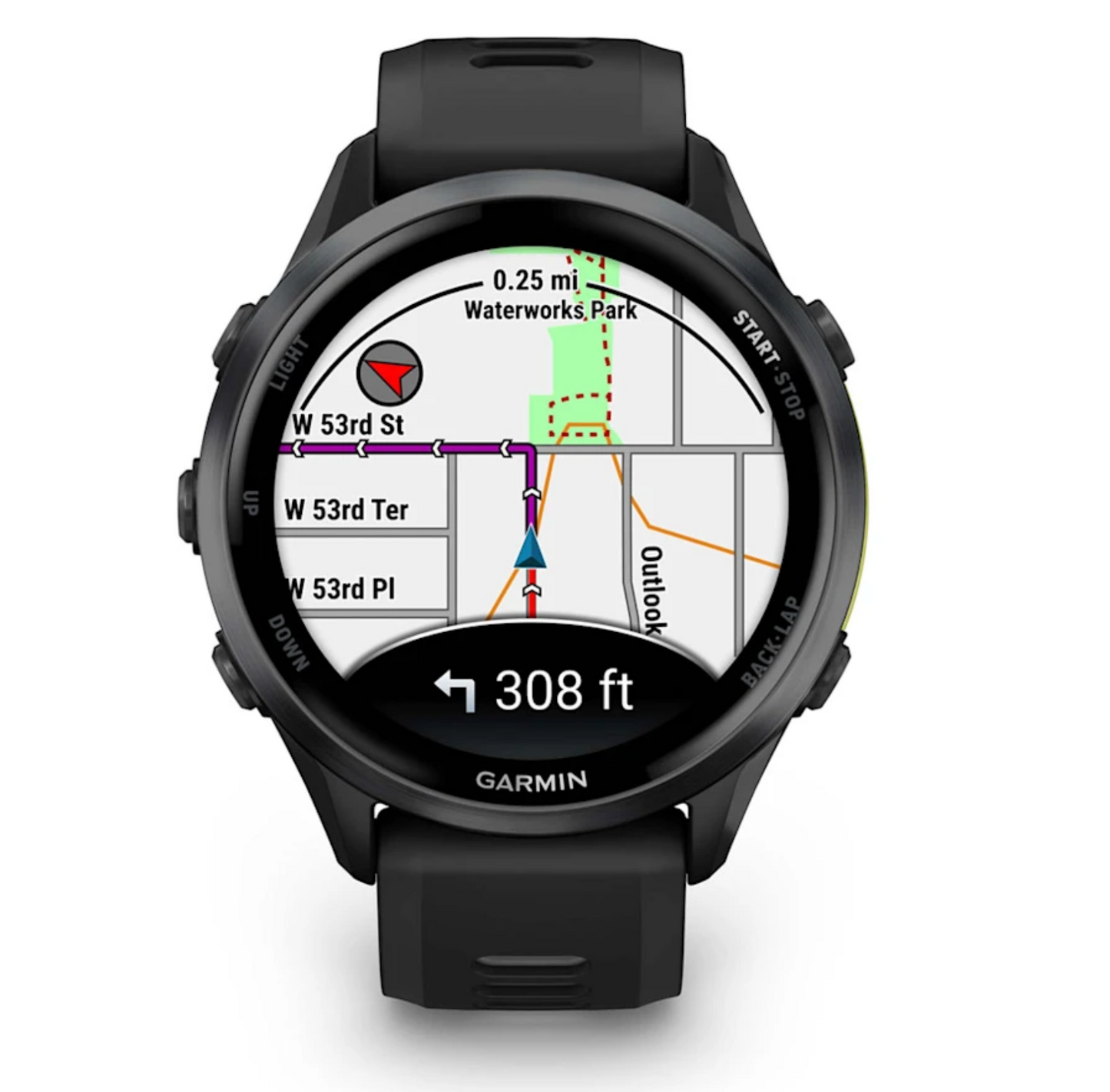 Forerunner® 970 Carbon Gray DLC Titanium with Black Case and Black/Translucent Whitestone Band | Garmin | Luby 
