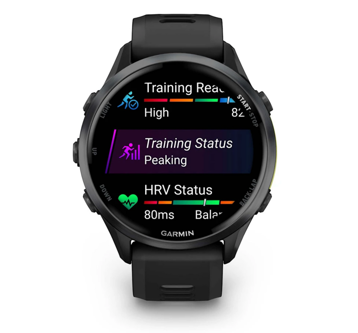 Forerunner® 970 Carbon Gray DLC Titanium with Black Case and Black/Translucent Whitestone Band | Garmin | Luby 