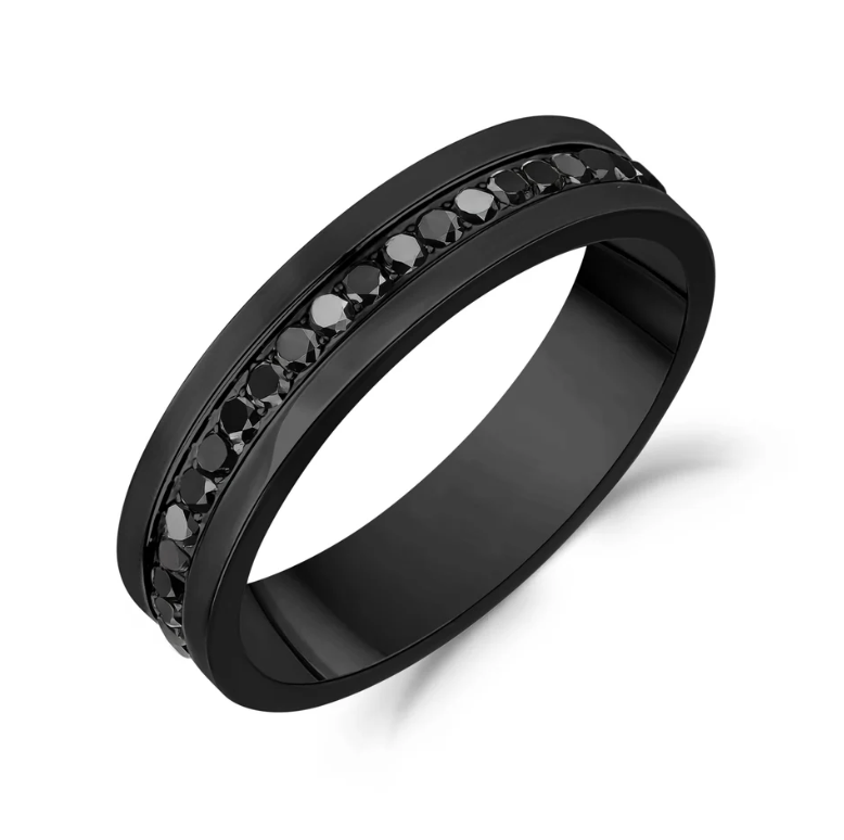 FULL ETERNITY BLACK STONE RING (5MM) | ARZ Steel | Luby 
