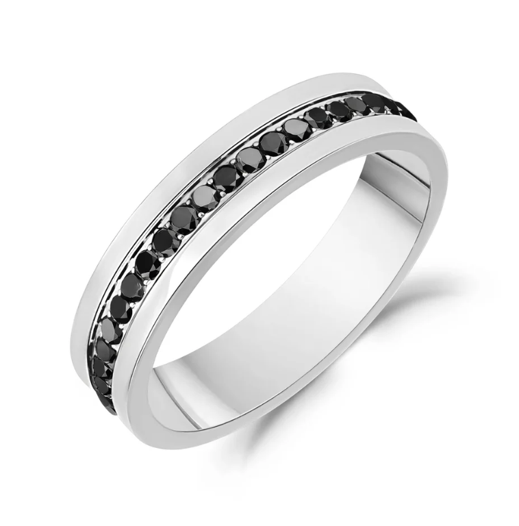 FULL ETERNITY BLACK STONE RING (5MM) | ARZ Steel | Luby 