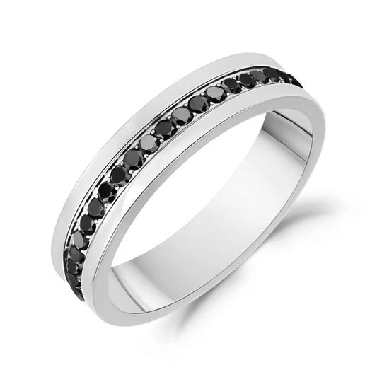 FULL ETERNITY BLACK STONE RING (5MM) | ARZ Steel | Luby 