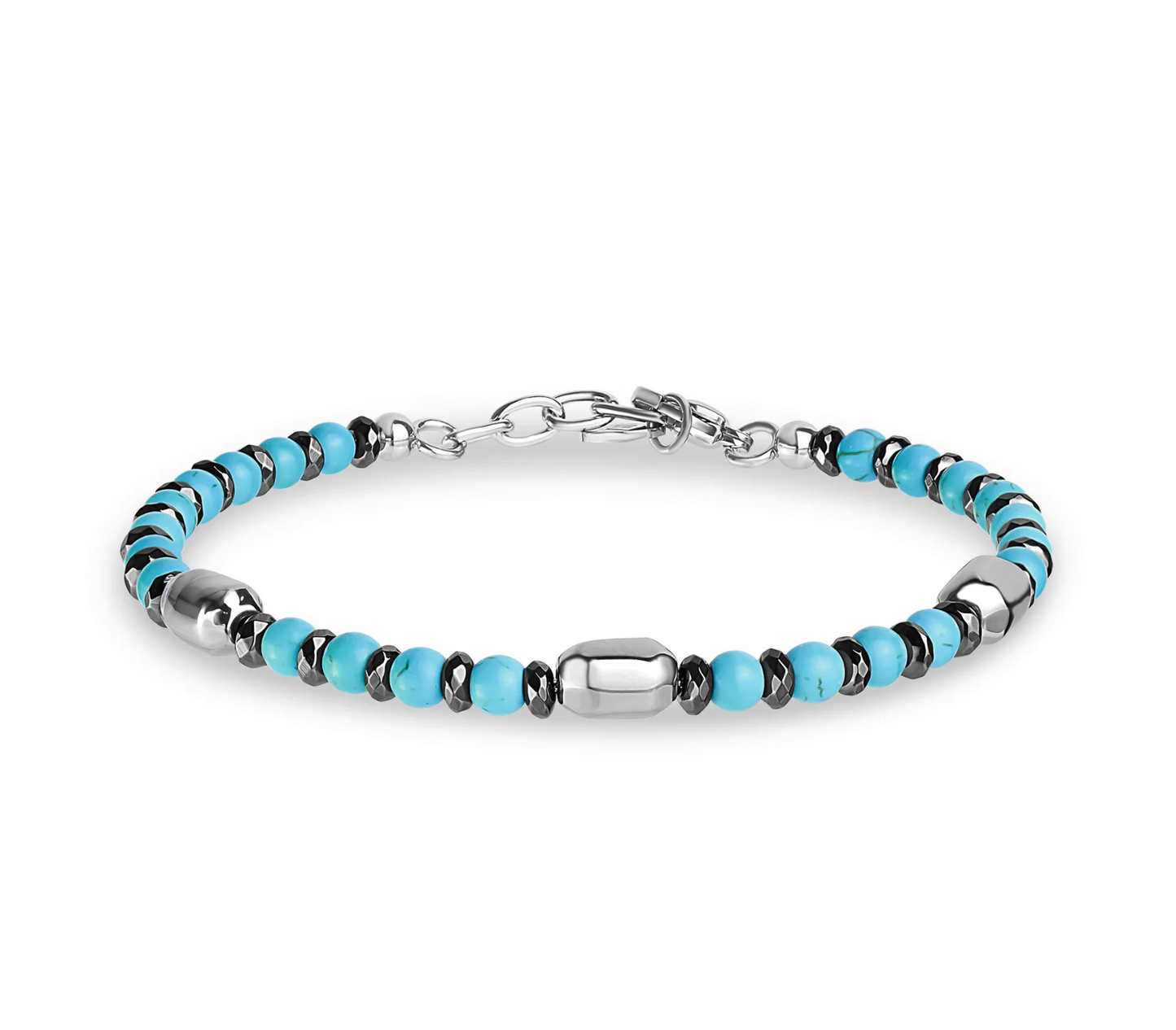 TURQUOISE & HEMATITE BRACELET | ARZ Steel | Luby 