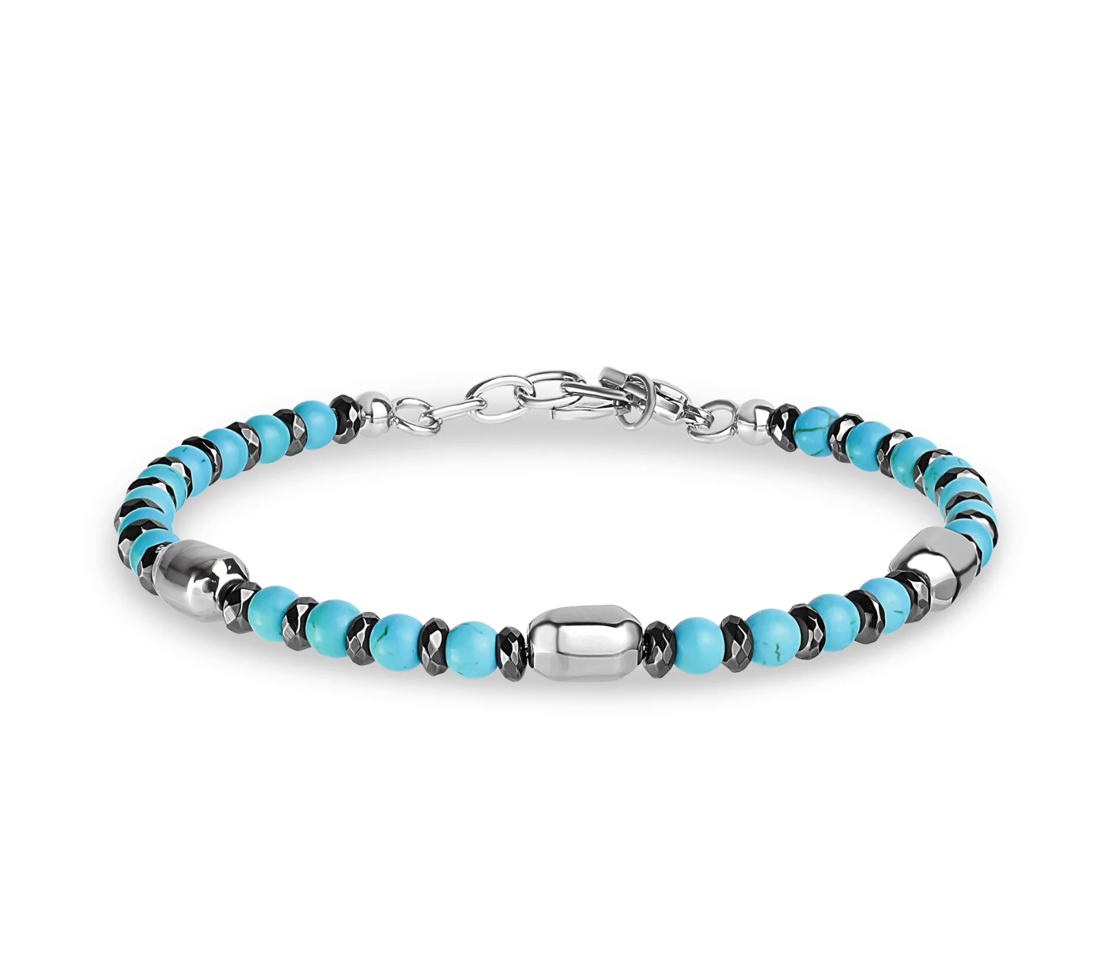 TURQUOISE & HEMATITE BRACELET | ARZ Steel | Luby 