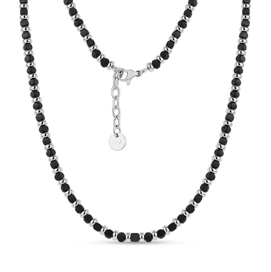 MATTE & POLISHED BEADED NECKLACE | ARZ Steel | Luby 