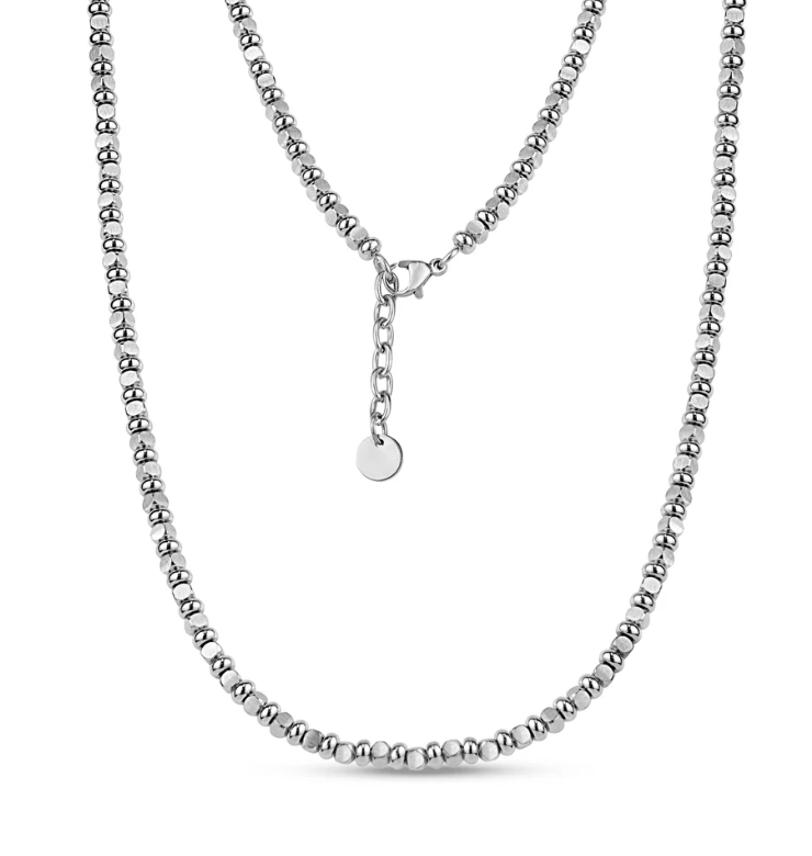 MATTE &amp; POLISHED BEADED NECKLACE | ARZ Steel | Luby 