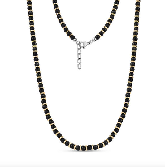BLACK & GOLD BEAD NECKLACE | ARZ Steel | Luby 