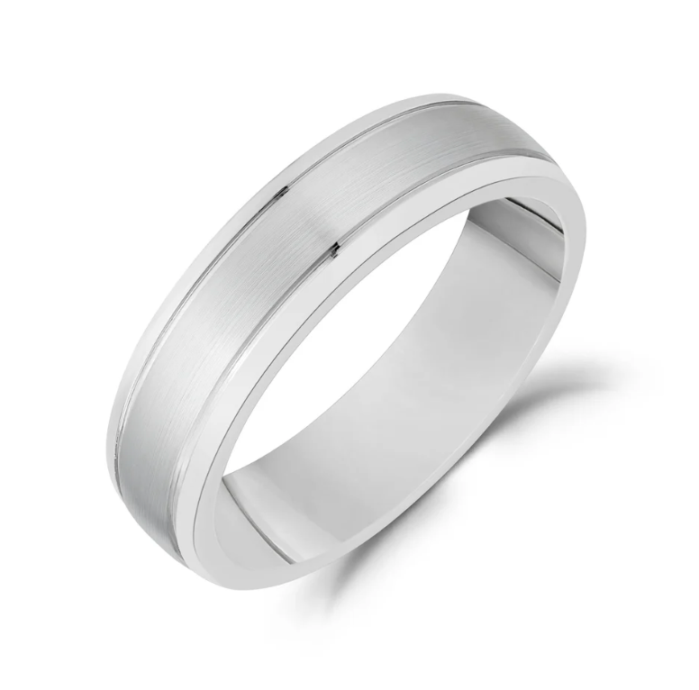 MATTE &amp; POLISHED WEDDING BAND (6MM) | ARZ Steel | Luby 