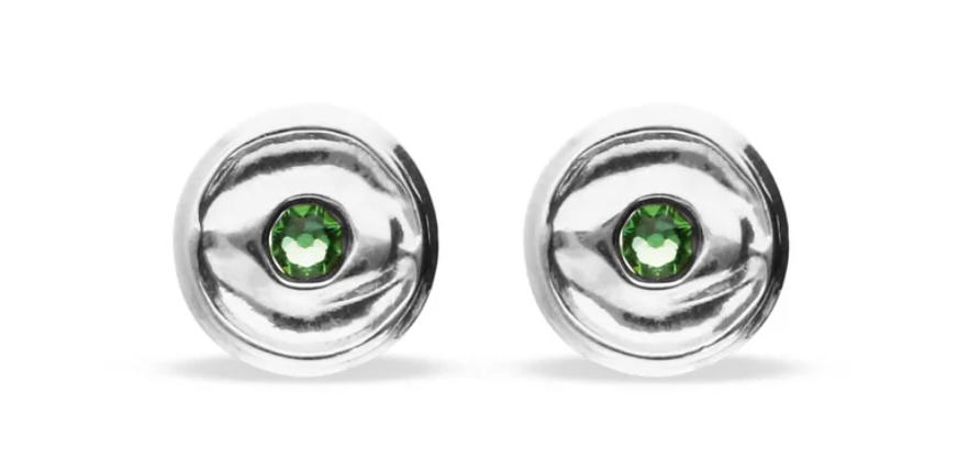 Pendientes de Boton Cristal Facetado Verde | Uno de 50 | Luby 