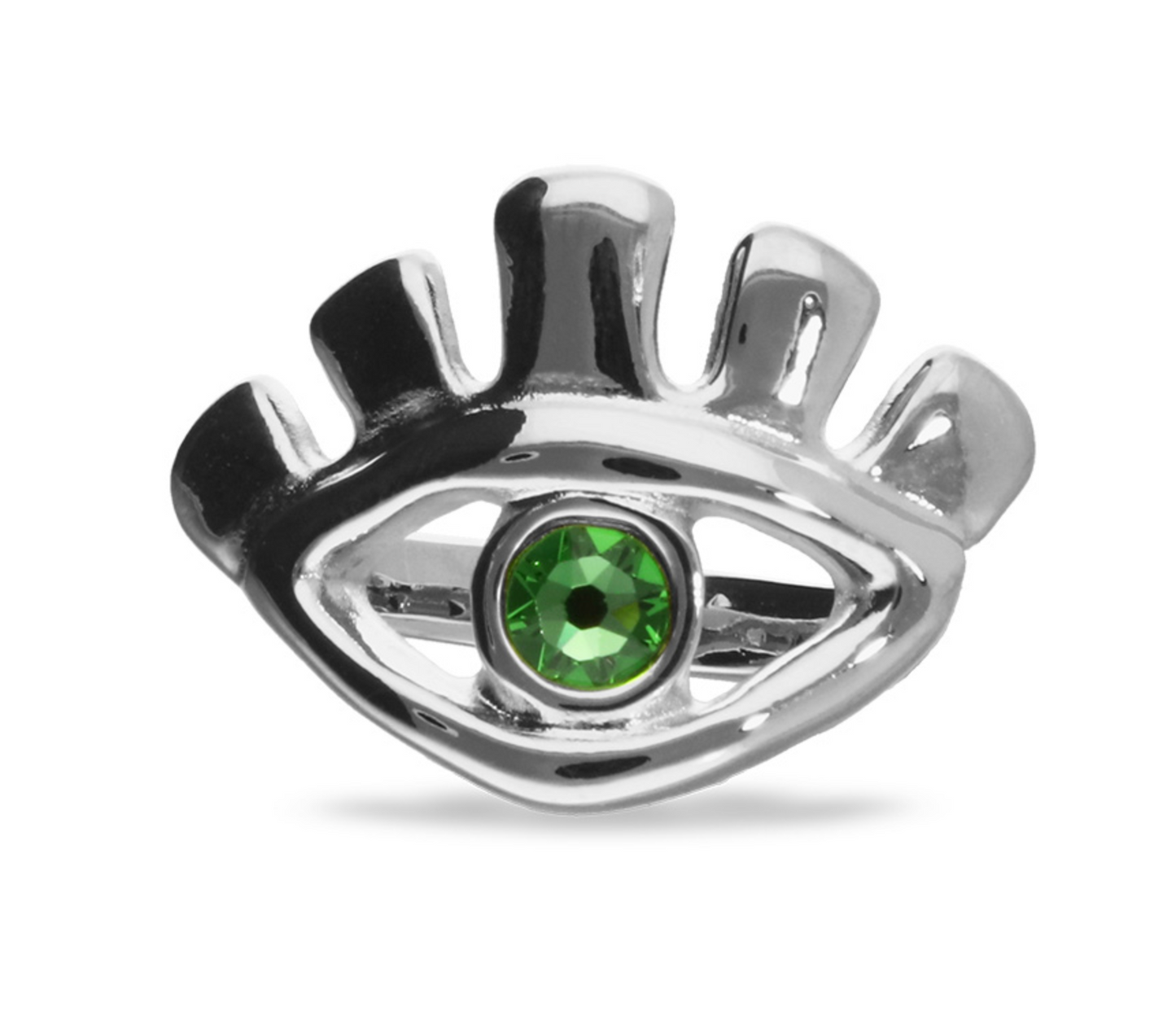 Metal Alloy Plated Sterling Silver Eye Green Emerald Crystal Ring | Uno de 50 | Luby 