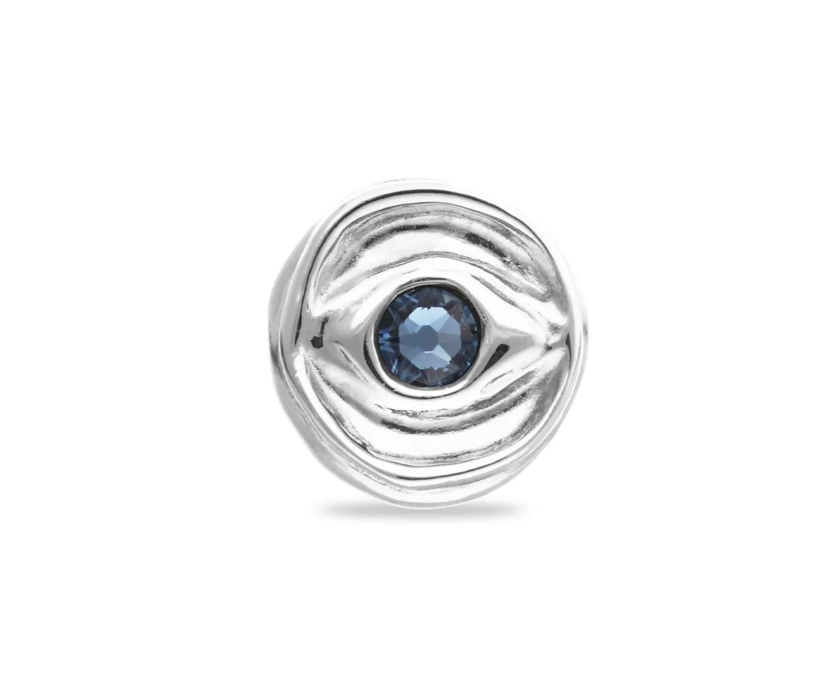 Metal Alloy Plated Sterling Silver Eye Blue Faceted Crystal Ring | Uno de 50 | Luby 