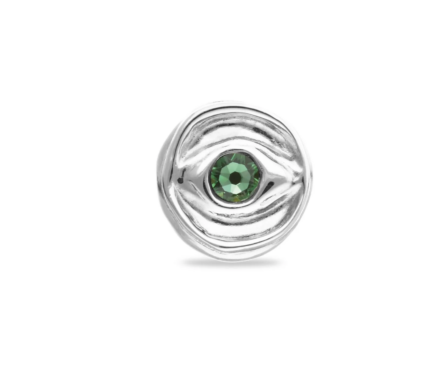 Metal Alloy Signet Plated Sterling Silver Eye Green Crystal Ring | Uno de 50 | Luby 