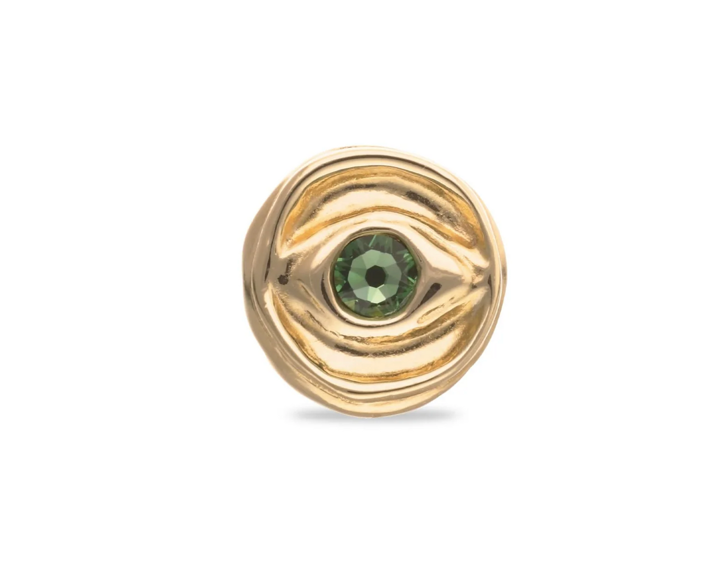 Metal Alloy Signet Plated 18K Gold Eye Green Faceted Crystal Ring | Uno de 50 | Luby 