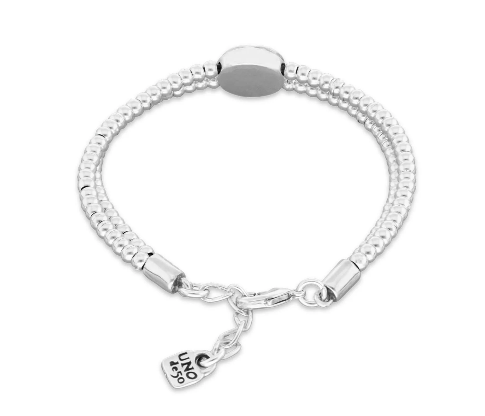 Metal Aloy Double Beaded Sterling Silver Eye Detail Blue Faceted Crystal Bracelet | Uno de 50 | Luby 