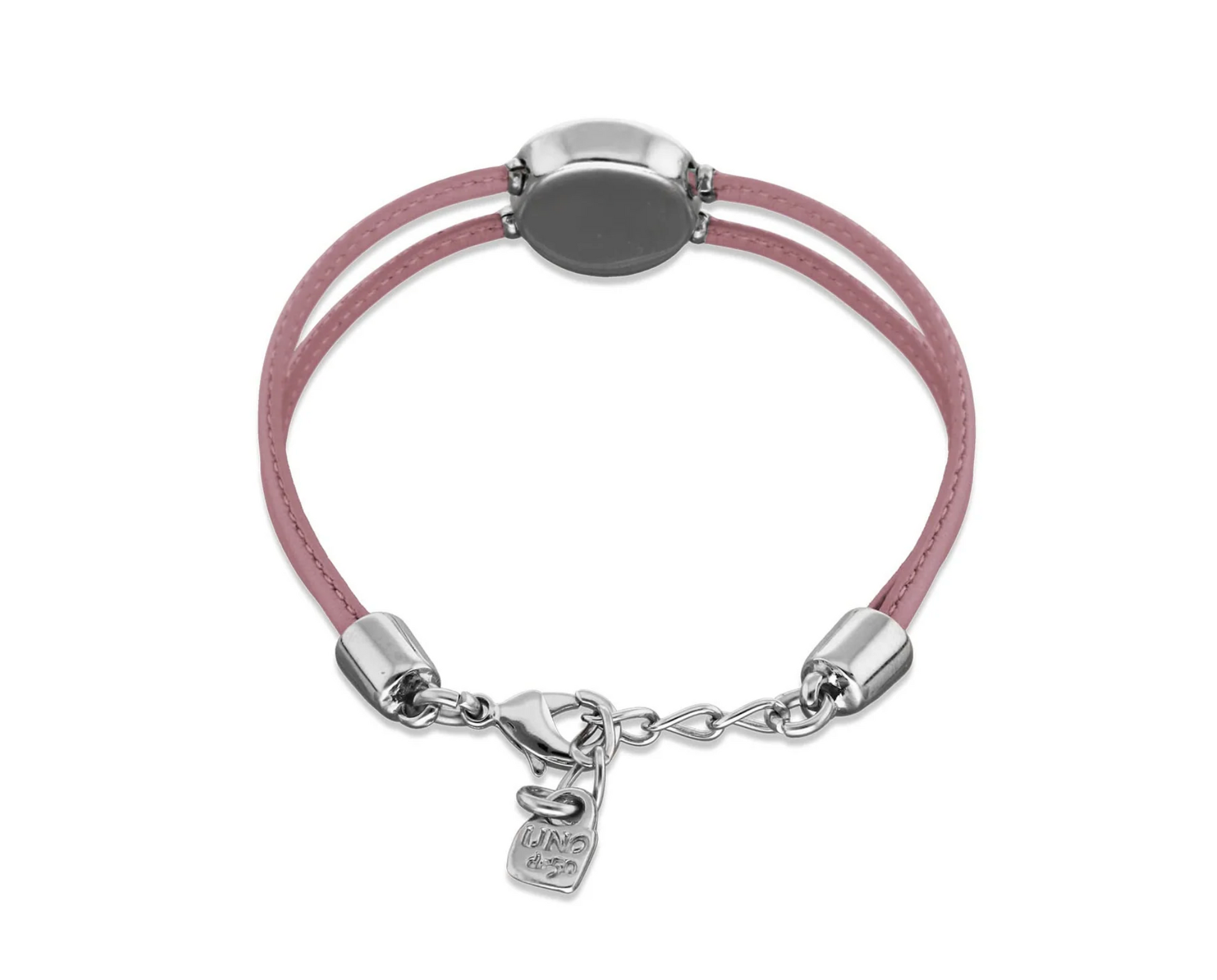 Double Lilac Leather Metal Alloy Eye Detail Pleated Sterling Silver Crystal Bracelet | Uno de 50 | Luby 