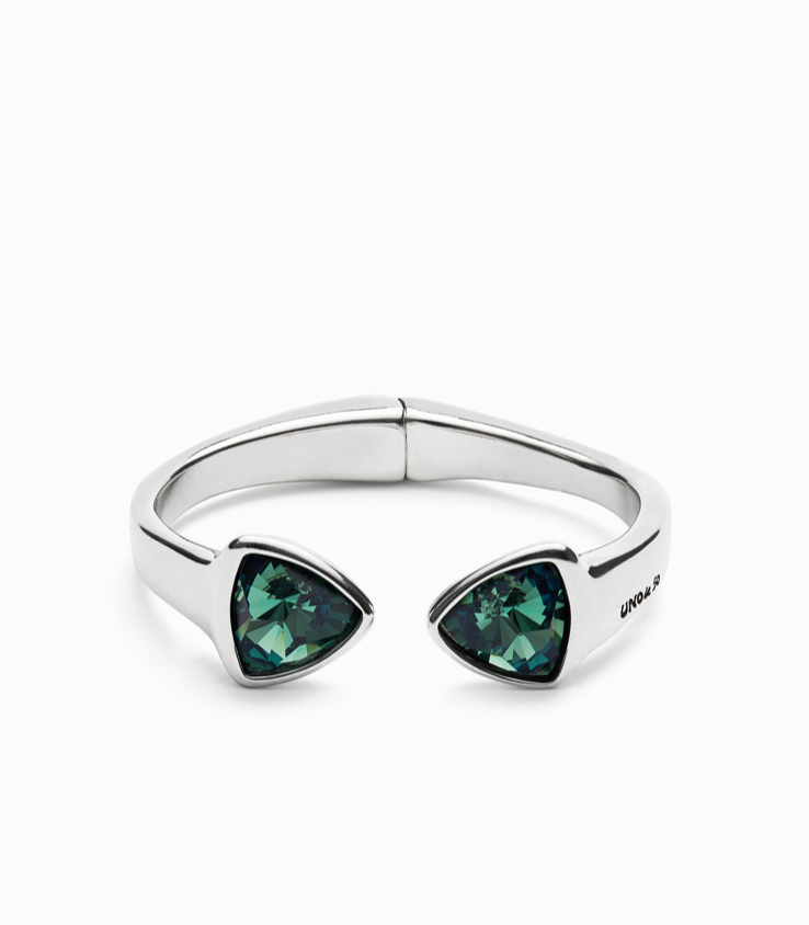 Bangle bracelet with two multicolored crystals