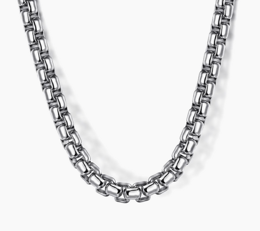 22 Inch 4mm 925 Sterling Silver Solid Men's Round Box Chain Necklace | Gabriel & Co. Silver | Luby 