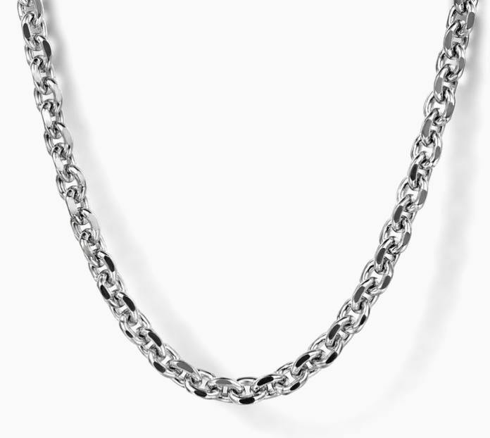 925 Sterling Silver Solid Men's Link Chain Necklace