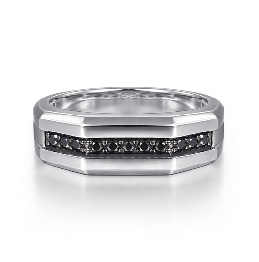 Gabriel & Co. 925 Sterling Silver and Black Spinel Men's Band | Gabriel & Co. Silver | Luby 