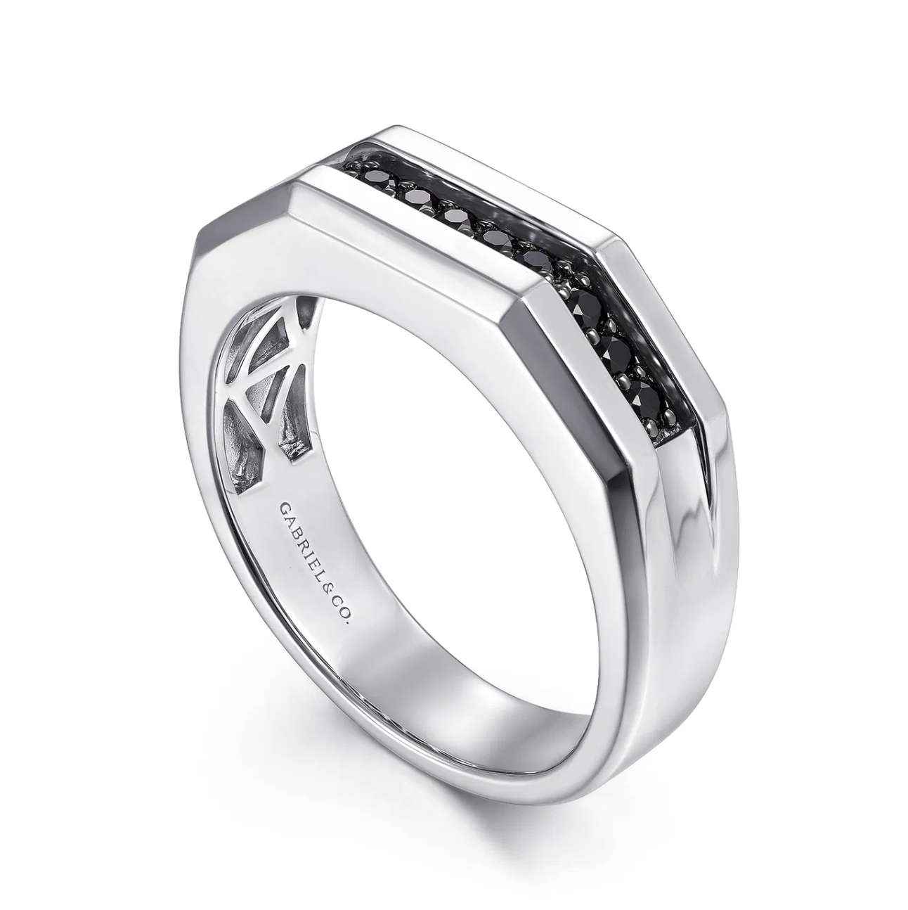 Gabriel & Co. 925 Sterling Silver and Black Spinel Men's Band | Gabriel & Co. Silver | Luby 