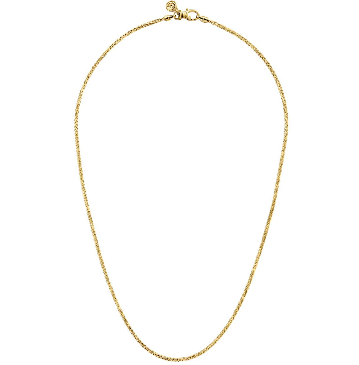 22 Inch 14K Yellow Gold Hollow Men's Wheat Chain Necklace | Gabriel & Co. Men's | Luby 