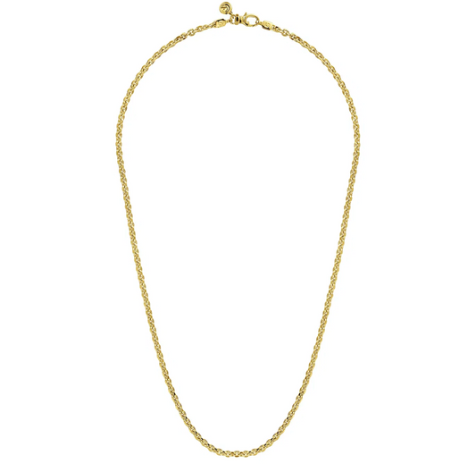 22 Inch 14K Yellow Gold Hollow Men's Link Chain Necklace | Gabriel & Co. Men's | Luby 