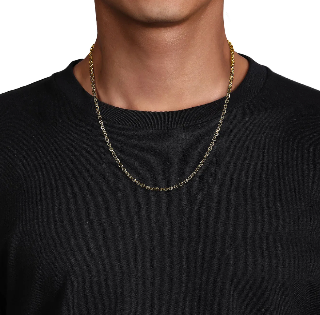22 Inch 14K Yellow Gold Hollow Men's Link Chain Necklace | Gabriel & Co. Men's | Luby 