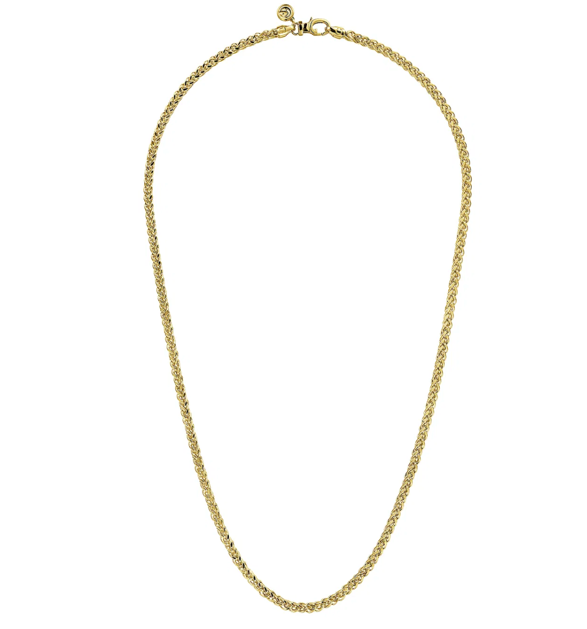 22 Inch 14K Yellow Gold Hollow Men's Wheat Chain Necklace | Gabriel & Co. Men's | Luby 
