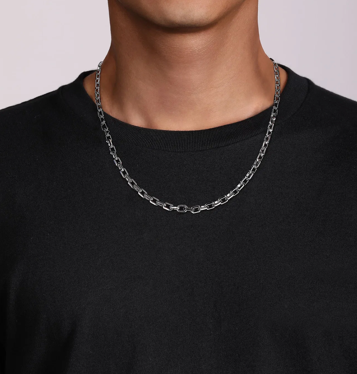 22 Inch 925 Sterling Silver Solid Faceted Men's Link Chain Necklace | Gabriel & Co. Men's | Luby 