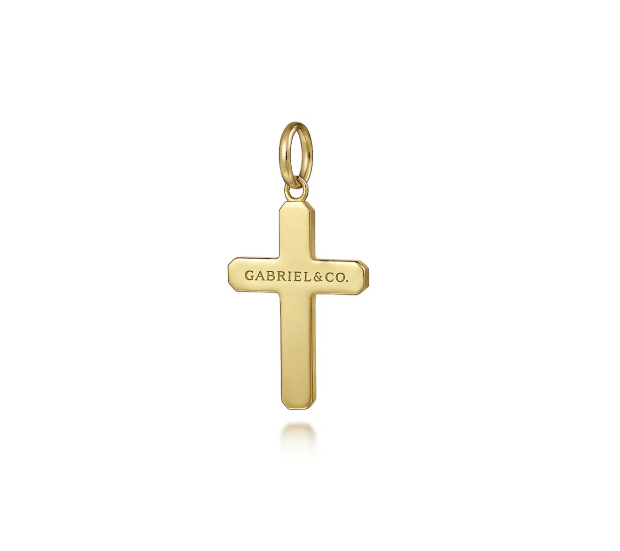 14K Yellow Gold Cross Pendant with Vertical Brush | Gabriel & Co. Men's | Luby 