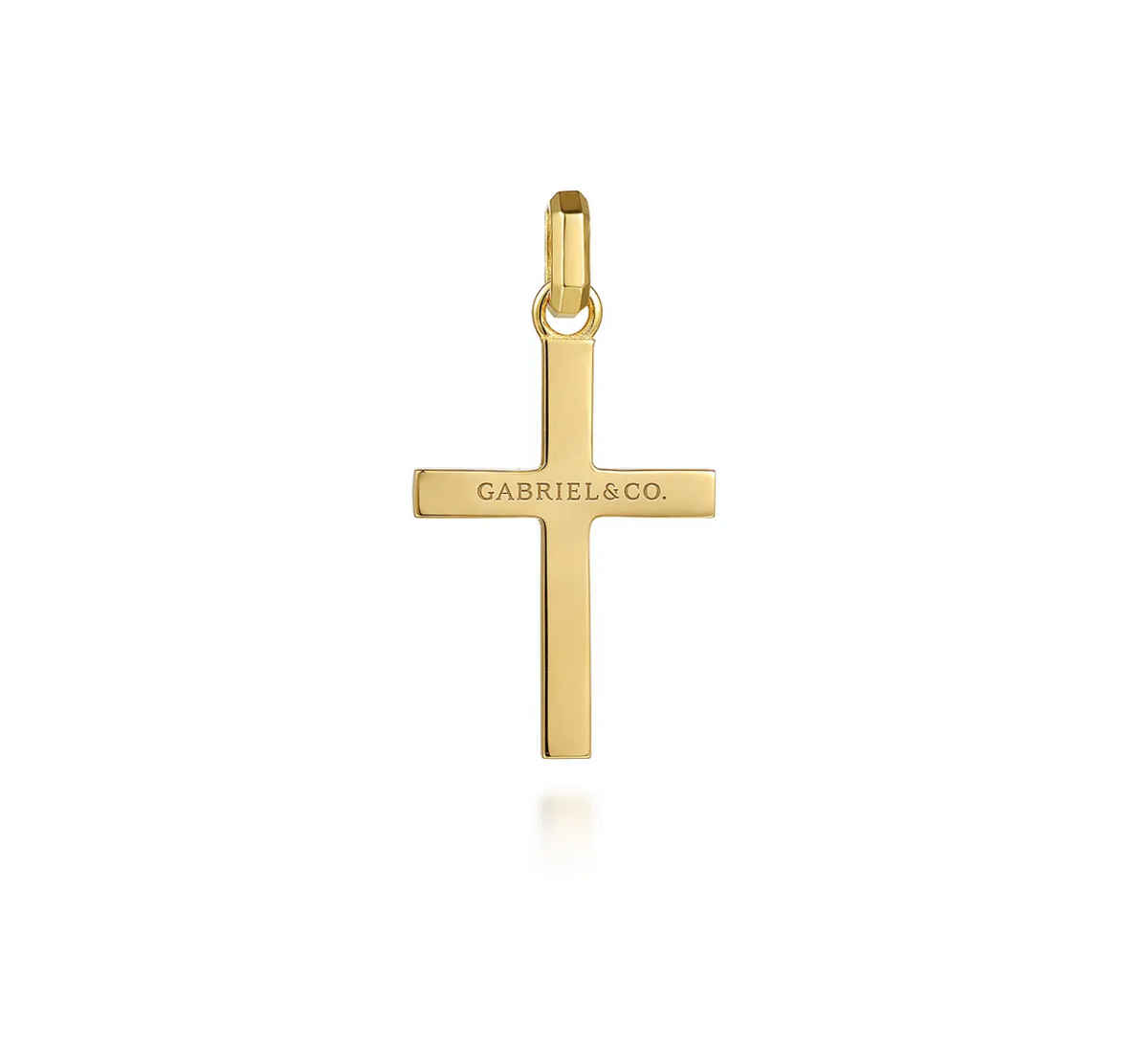 14K Yellow Gold Faceted Cross Pendant | Gabriel & Co. Men's | Luby 