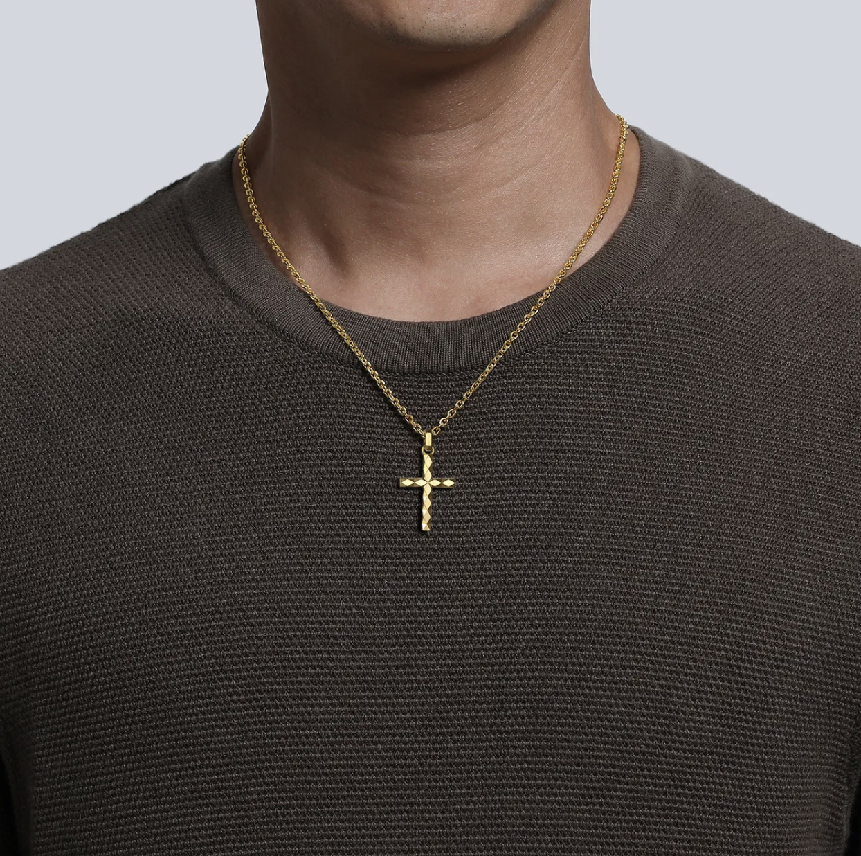 14K Yellow Gold Faceted Cross Pendant | Gabriel & Co. Men's | Luby 