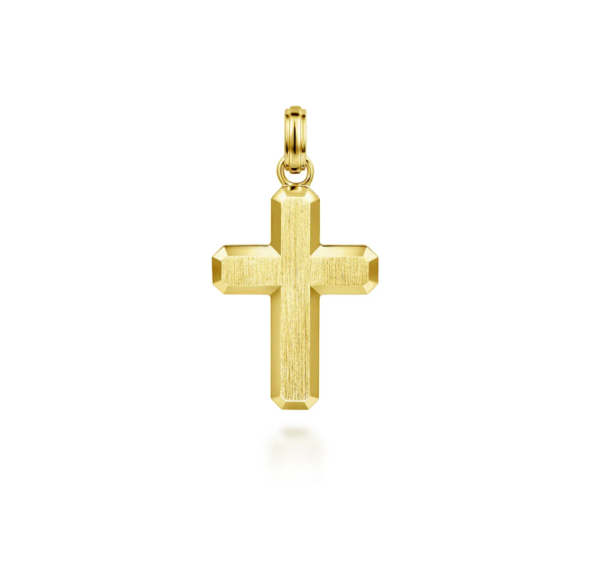 14K Yellow Gold Brushed Finish Cross Pendant | Gabriel & Co. Men's | Luby 
