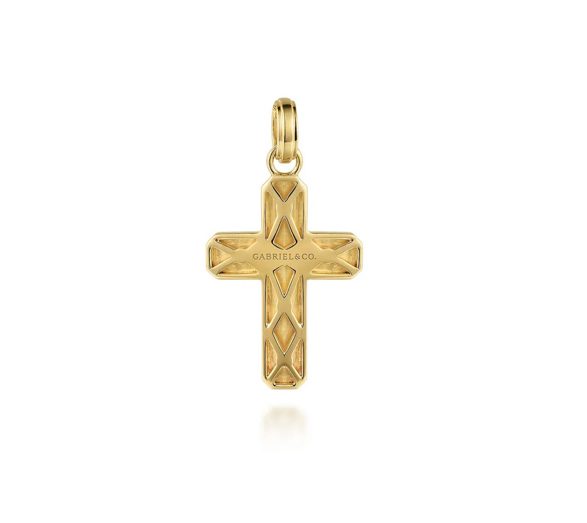 14K Yellow Gold Brushed Finish Cross Pendant | Gabriel & Co. Men's | Luby 