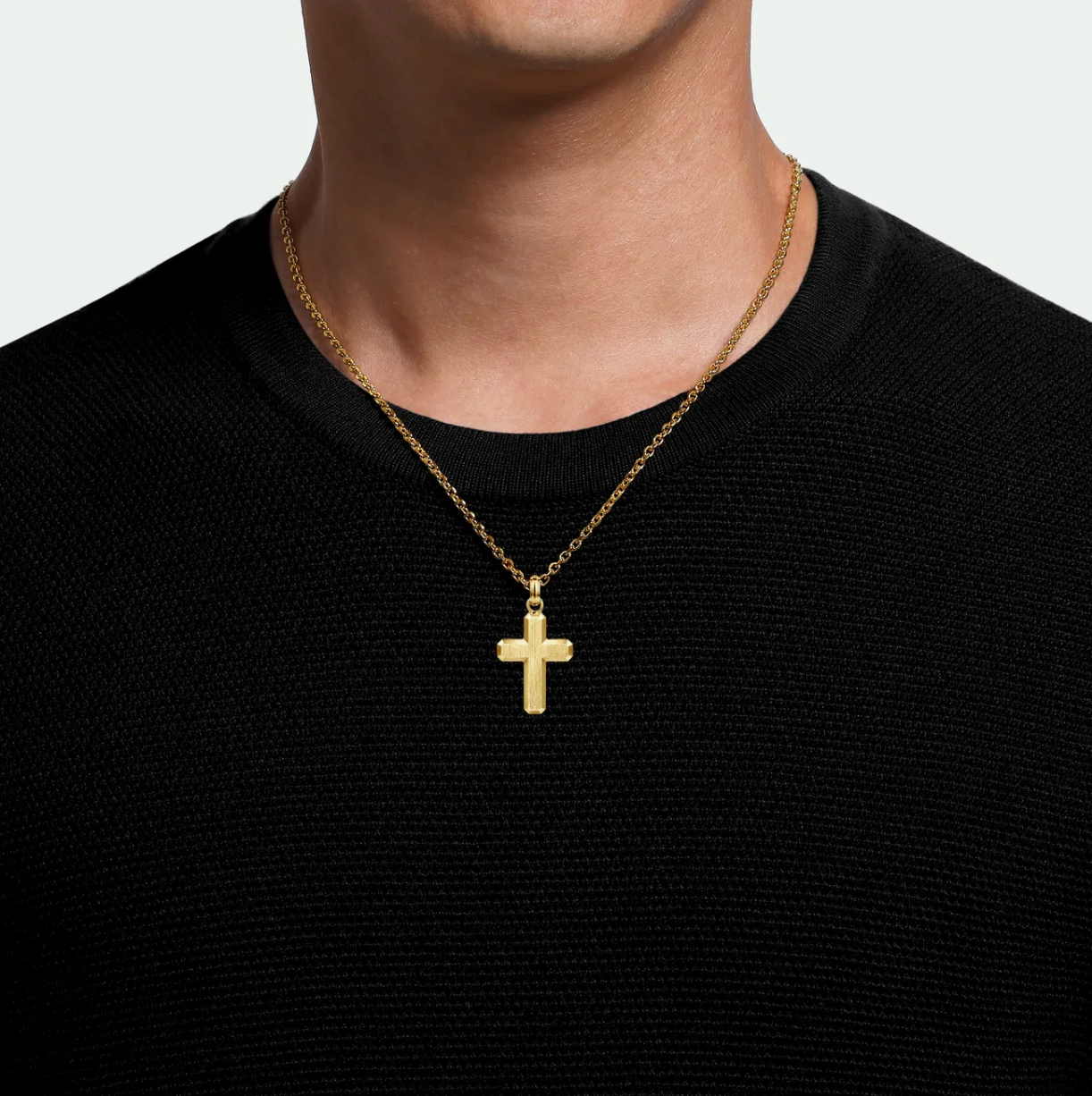 14K Yellow Gold Brushed Finish Cross Pendant | Gabriel & Co. Men's | Luby 