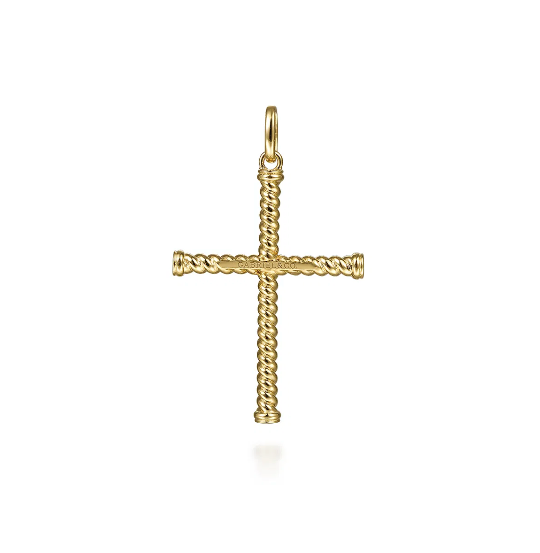 14K Yellow Gold Twisted Rope Cross Pendant | Gabriel & Co. Men's | Luby 