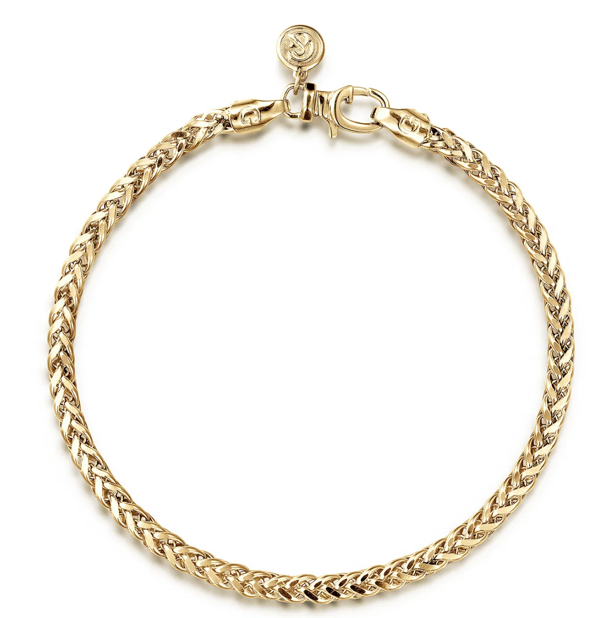 14K Yellow Gold Men's Wheat Chain Bracelet