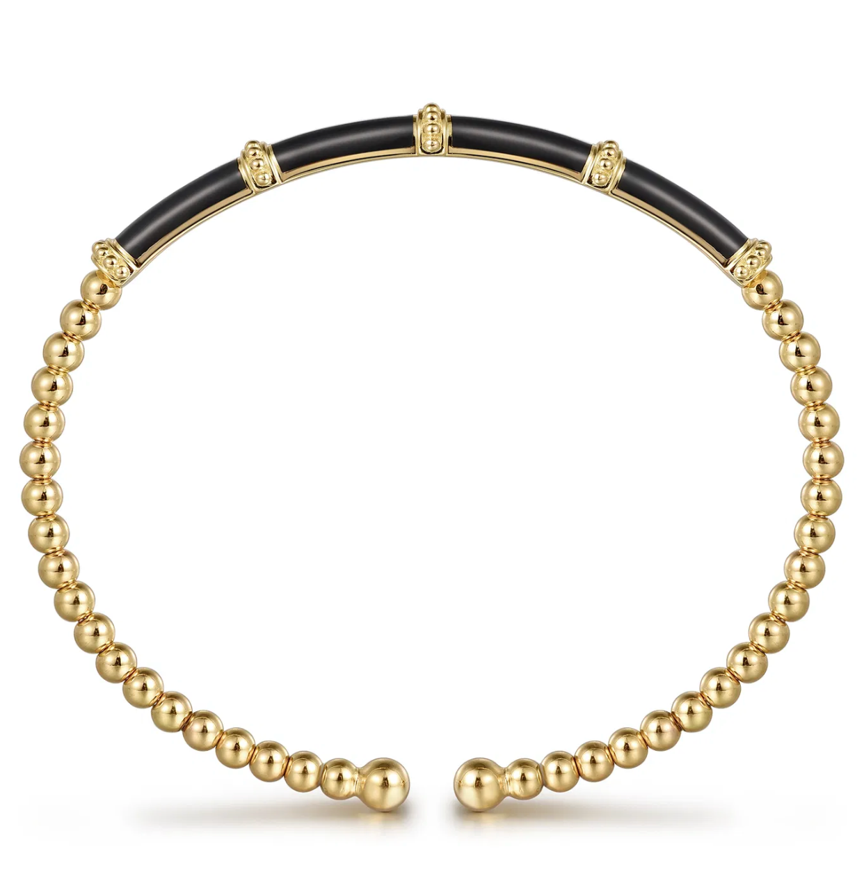Enamel - 14K Yellow Gold Bujukan and Bar Split Bangle with Black Enamel | Gabriel & Co. | Luby 