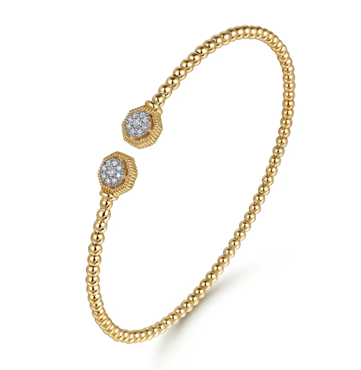 14K Yellow Gold Bujukan Diamond Hexagon Split Bangle | Gabriel & Co. | Luby 