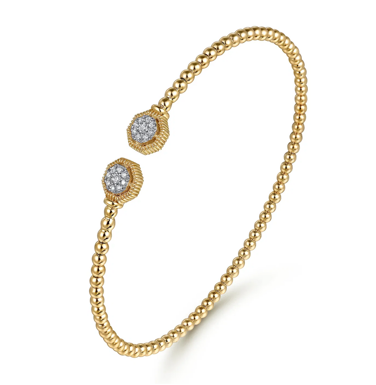 14K Yellow Gold Bujukan Diamond Hexagon Split Bangle | Gabriel & Co. | Luby 