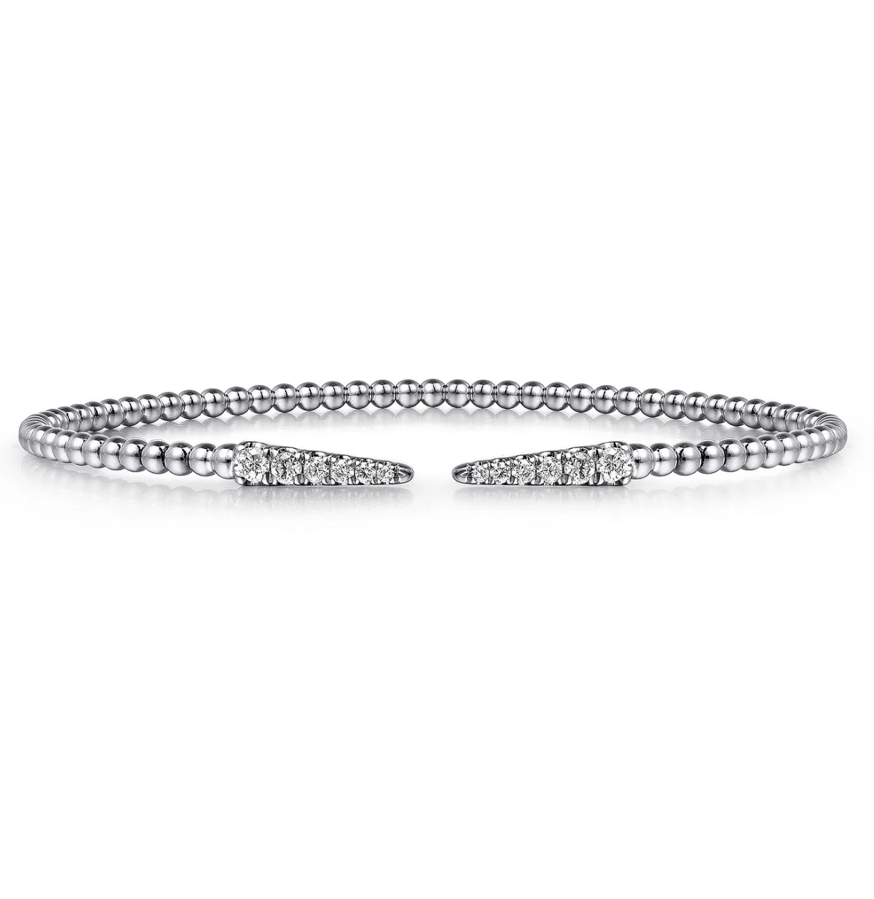 14K White Gold Bujukan Diamond Spikes Split Bangle
