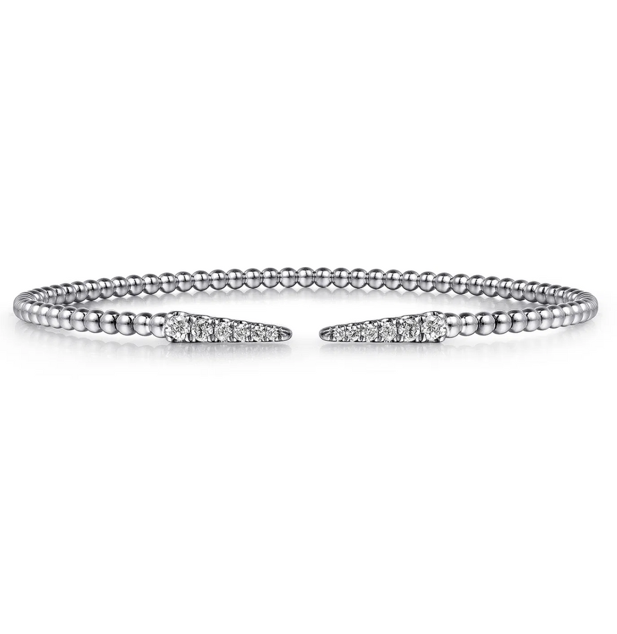14K White Gold Bujukan Diamond Spikes Split Bangle